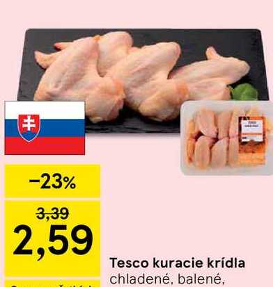 Tesco kuracie krídla chladené, balené 1kg