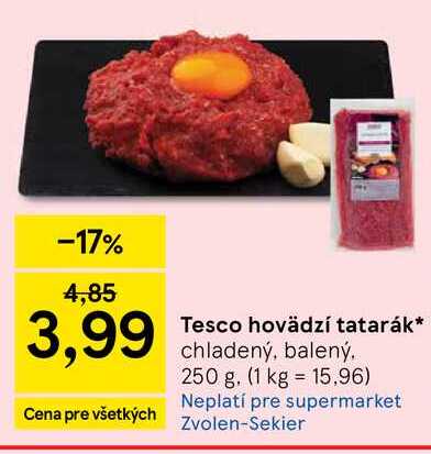 Tesco hovädzí tatarák chladený, balený 250 g