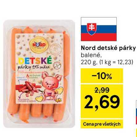 Nord detské párky balené, 220 g