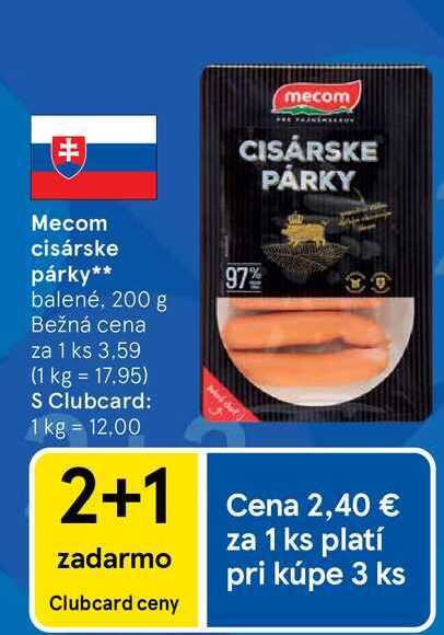 Mecom cisárske párky balené, 200 g