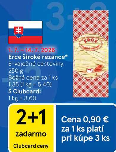Erce široké rezance* 8-vaječné cestoviny, 250 g