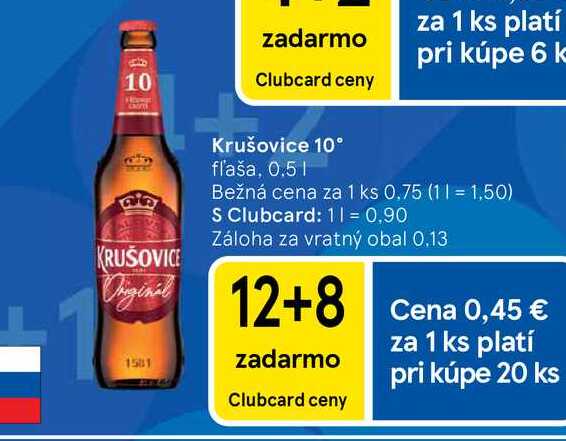Krušovice 10° fľaša, 0.5l
