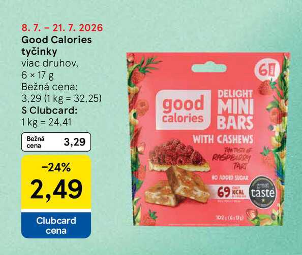 Good Calories tyčinky viac druhov, 6 x 17 g