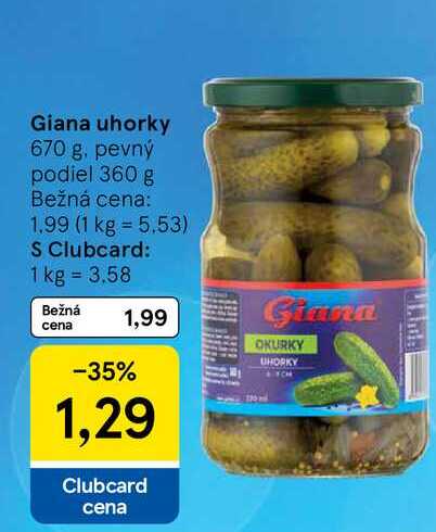 Giana uhorky 670 g, pevný podiel 360 g