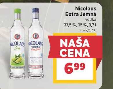 Nicolaus Extra Jemná vodka 37,5 %, 0,7l v akcii
