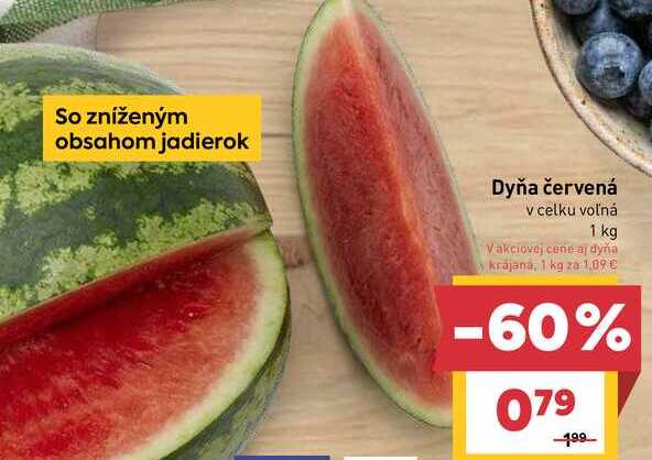 Dyňa červená v celku voľná 1 kg 