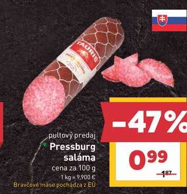 Pressburg saláma cena za 100 g