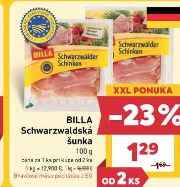 BILLA Schwarzwaldská šunka 100 g