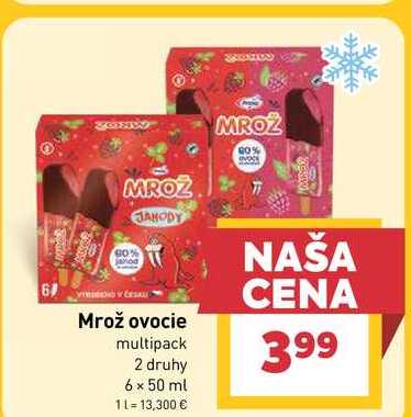 Mrož ovocie multipack 2 druhy 6 x 50 ml