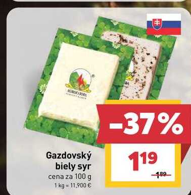 Gazdovský biely syr cena za 100 g