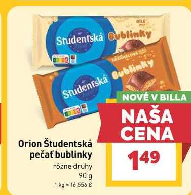 Orion Študentská pečať bublinky rôzne druhy 90 g