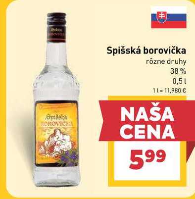 Spišská Borovička 0,5 l v akcii