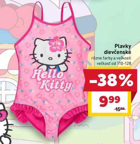 Hello Kitty Plavky dievčenské rôzne farby a veľkosti veľkosť od 110-128