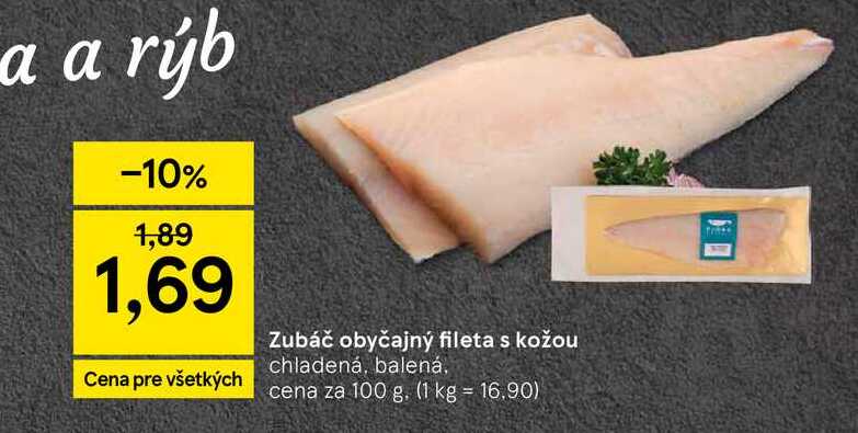 Zubáč obyčajný fileta s kožou chladená, balená, 100 g