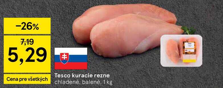 Tesco kuracie rezne chladené, balené, 1 kg 