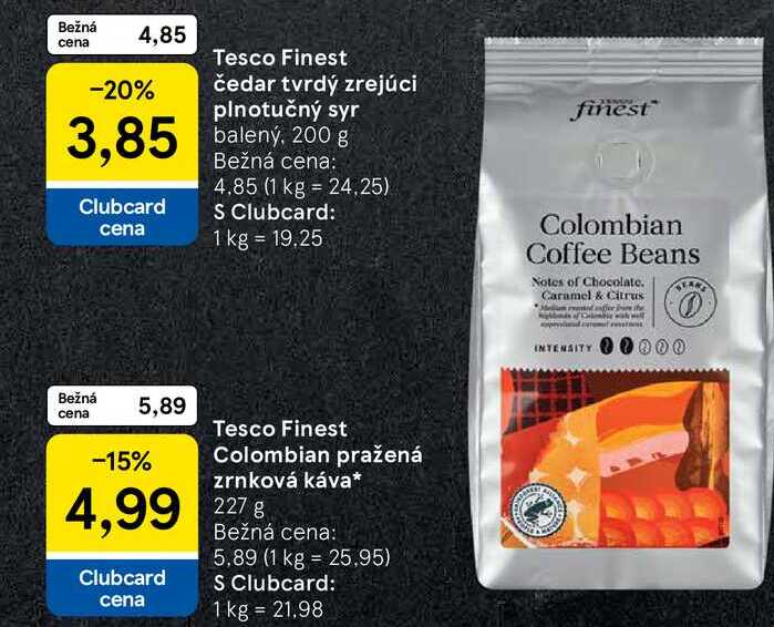 Tesco Finest Colombian pražená zrnková káva 227g