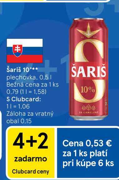 Šariš 10° plechovka, 0,5 l