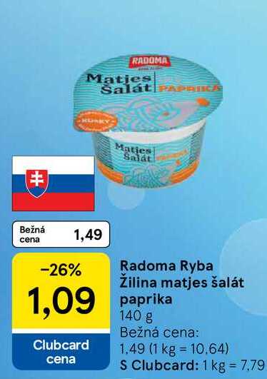 Radoma Ryba Žilina matjes šalát paprika 140 g