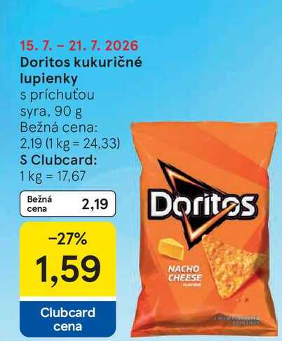 Doritos kukuričné lupienky s príchuťou syra, 90 g 
