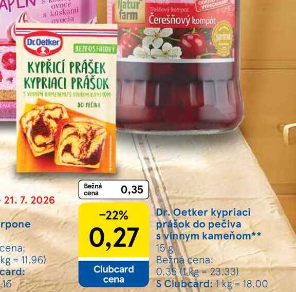 Dr. Oetker kypriaci prášok do pečiva svínnym kameňom 15 g 