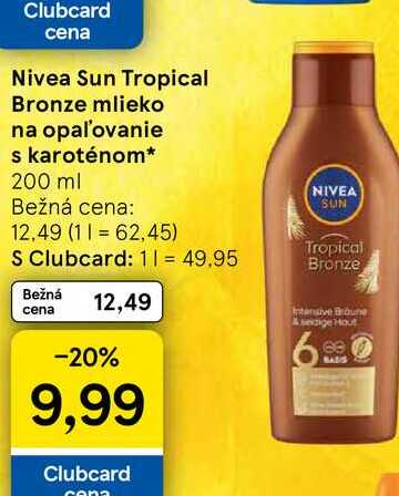 Nivea Sun Tropical Bronze mlieko na opaľovanie s karoténom 200 ml