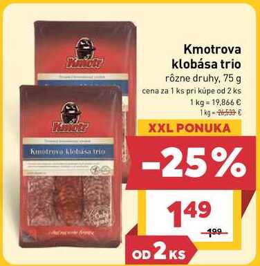 Kmotrova klobása trio rôzne druhy, 75 g