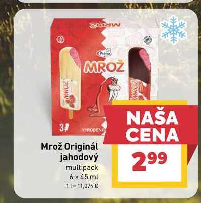 Mrož Originál jahodový multipack 6 x 45 ml 