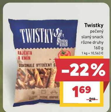 Twistky pečený slaný snack rôzne druhy 160 g
