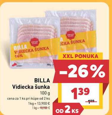 BILLA Vidiecka šunka 100 g