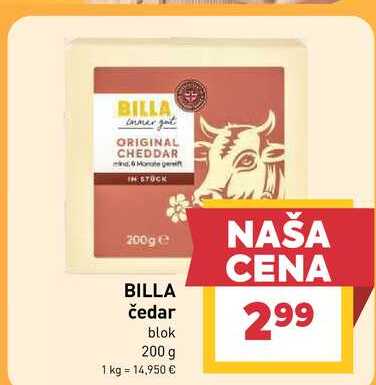 BILLA čedar blok 200 g
