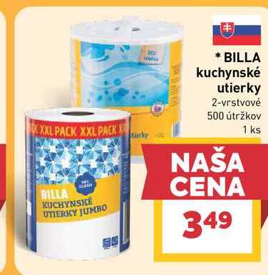 BILLA kuchynské utierky 2-vrstvové 500 útržkov