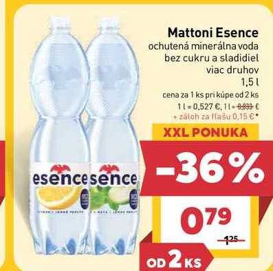 Mattoni Esence ochutená minerálna voda bez cukru a sladidiel viac druhov 1,5L
