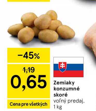 Zemiaky konzumné skoré voľný predaj 1 kg