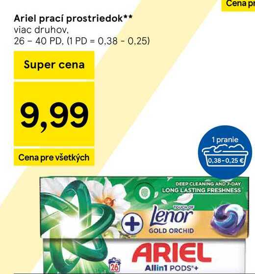 Ariel prací prostriedok viac druhov 26-40 PD
