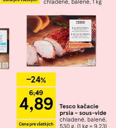Tesco kačacie prsia sous-vide chladené, balené 530 g