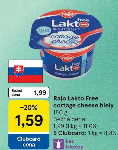 Rajo Lakto Free cottage cheese biely 180 g