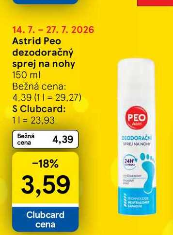 Astrid Peo dezodoračný sprej na nohy 150 ml