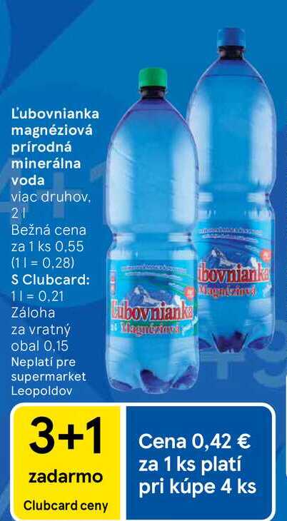 Ľubovnianka magnéziová prírodná minerálna voda viac druhov 2l