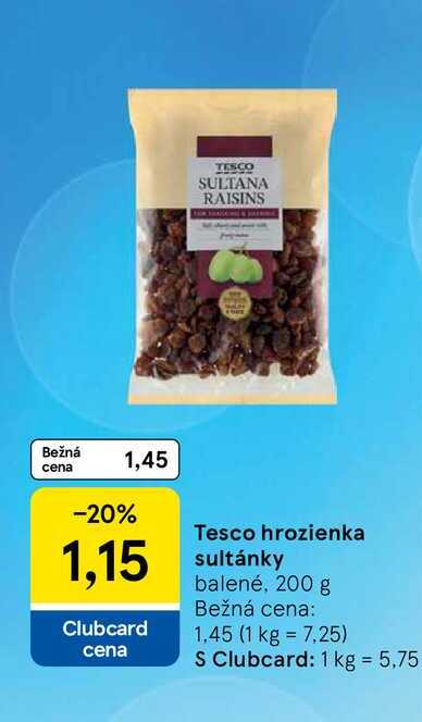 Tesco hrozienka sultánky balené, 200 g