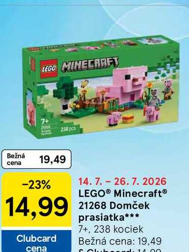 LEGO® Minecraft® 21268 Domček prasiatka 7+, 238 kociek