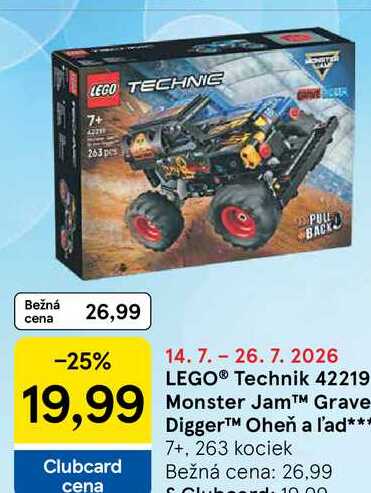 LEGO® Technik 42219 Monster Jam TM Grave DiggerTM Oheň a l'ad 7+, 263 kociek