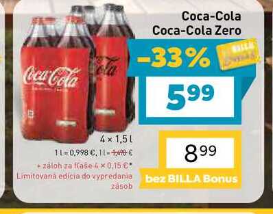 Coca-Cola 4 x 1,5 l, vybrané druhy