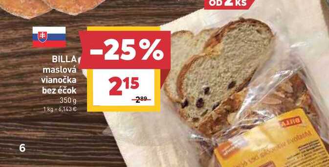 BILLA maslová vianočka bez éčok 350 g