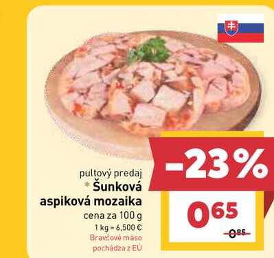 Šunková aspiková mozaika cena za 100 g 