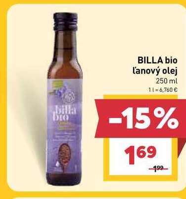 BILLA bio Ľanový olej 250 ml  v akcii