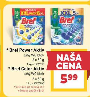 Bref Color Aktiv tuhý WC blok 5 x 50 g