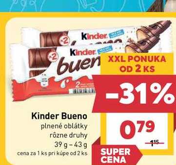 Kinder Bueno plnené oblátky rôzne druhy 39 g-43 g 