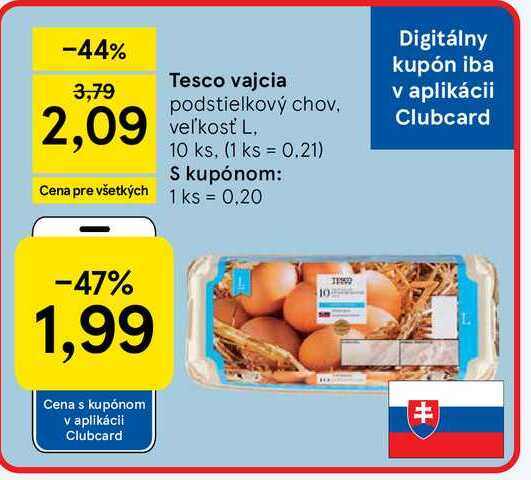 Tesco vajcia podstielkový chov veľkosť L, 10 ks