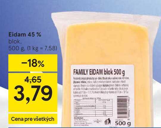 Eidam 45% blok 500 g