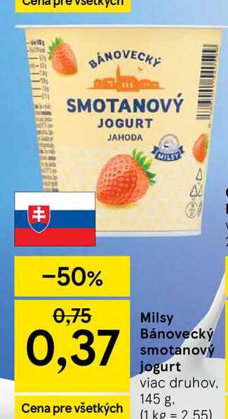 Milsy Bánovecký smotanový jogurt viac druhov, 145 g